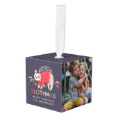 明るいクリスマスのスロッスフォトホリデーデコール キューブオーナメント (正面アングル)