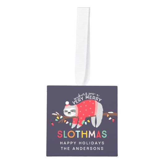 明るいクリスマスのスロッスフォトホリデーデコール キューブオーナメント (正面)