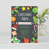 明るいクリスマスのパーティの招待状 招待状 (スタンド正面)
