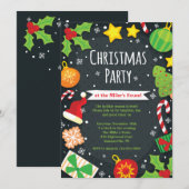 明るいクリスマスのパーティの招待状 招待状 (正面/裏面)
