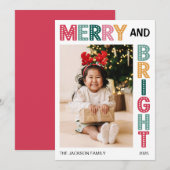 明るいクリスマスの大胆な写真 シーズンカード (正面/裏面)