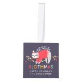 明るいクリスマスの怠惰の休日の装飾 キューブオーナメント (正面)