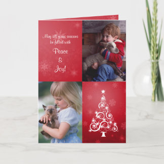 明るいクリスマスの折り畳み写真カード シーズンカード