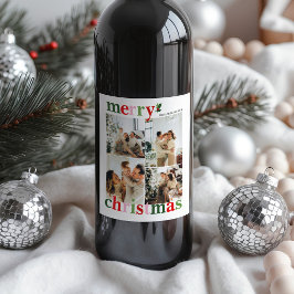 明るいクリスマスの楽しさいっぱいの家族 ワインラベル