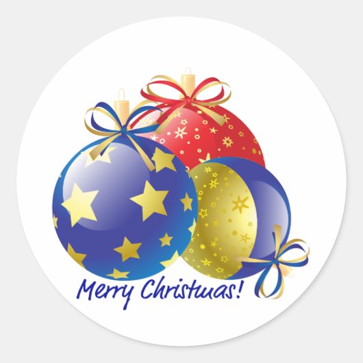 明るいクリスマスオーナメントステッカー ラウンドシール (正面)
