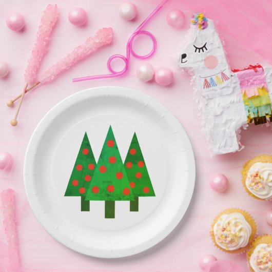 明るいクリスマスグローブオンホワイト ペーパープレート (パーティー)