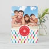 明るいクリスマスツリーの模様の写真のホリデーカード シーズンカード (スタンド正面)