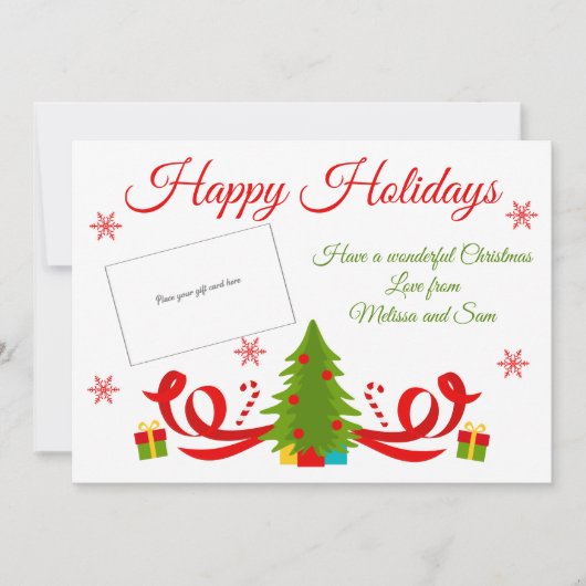 明るいクリスマスツリーホリデーギフトカードホルダー カード (正面)