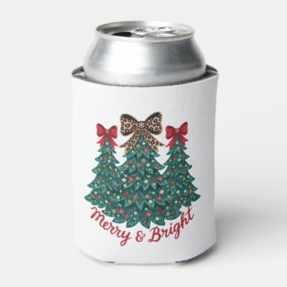 明るいクリスマスツリー ヒョウ柄 リボン クリスマス 缶クーラー