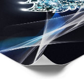 明るいクリスマスツリー、白い雪、ブルーウェーブ ポスター (角)