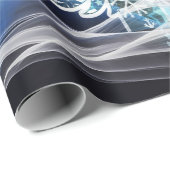 明るいクリスマスツリー、白い雪、ブルーウェーブ ラッピングペーパー (ロールコーナー)