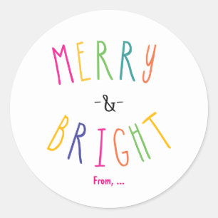 明るいクリスマスホリデーカラフルステッカー ラウンドシール