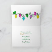 明るいクリスマスライトの列の幸せな休日 カード (内部)