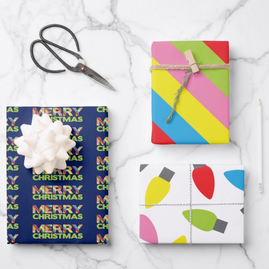 明るいクリスマスライトラッピング紙シート ラッピングペーパーシート (正面)