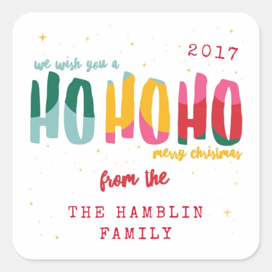 明るいクリスマス広場のステッカー スクエアシール (正面)