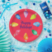 明るいクリスマス球根ハッピーホリデー ペーパープレート (パーティー)