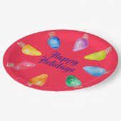 明るいクリスマス球根ハッピーホリデー ペーパープレート (アングル)