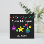 明るいクリスマス オーナメント フラット クリスマスカード (スタンド正面)