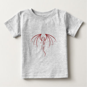 明るいクリムゾンレッド神話のドラゴンエンブレム ベビーTシャツ