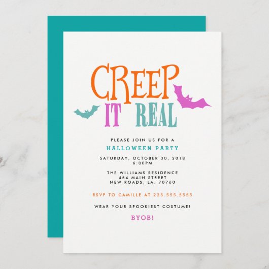 明るいクリープ実在Itハローウィンパーティ招待状 招待状 (正面/裏面)