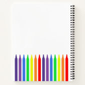 明るいクレヨンの虹、スケッチブック、あなたの名前 ノートブック (裏面)