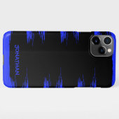 明るいクールブルー絵を描ブラシ名前をカスタムする iPhoneケース (裏面横)