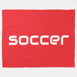 明るいクール赤のモダン上の白いサッカー文字 フリースブランケット