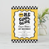 明るいクール1男の子1歳の誕生日パーティー 招待状 (スタンド正面)