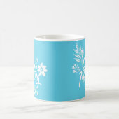 明るいグッドモーニングタイポグラフィブライトブルー コーヒーマグカップ (中央)