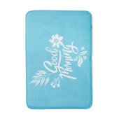 明るいグッドモーニングタイポグラフィブライトブルー バスマット (正面縦)