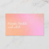 明るいグラデモダンーションのピンクとオレンジのネイルアーティスト  名刺 (正面)