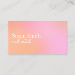 明るいグラデモダンーションのピンクとオレンジのネイルアーティスト  名刺