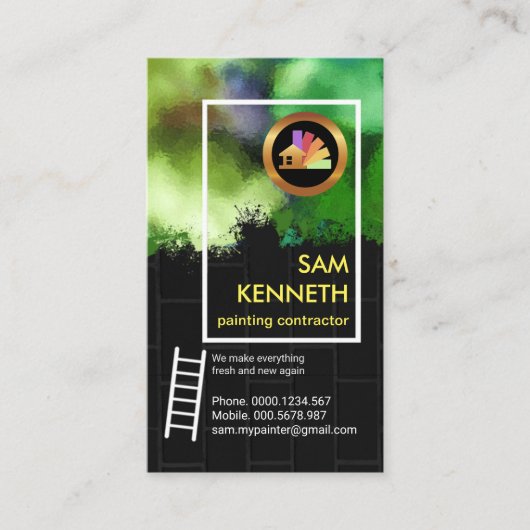 明るいグラフィティグランジレンガの壁の画家 名刺 (正面)