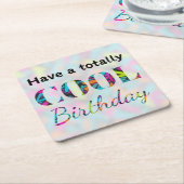 明るいグラフィティネオン効果全クール誕生日 スクエアペーパーコースター (アングル)