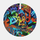 明るいグラフィティ、都市グラフィックデザイン。 ガラスオーナメント (裏面)