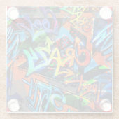 明るいグラフィティ、都市グラフィックデザイン。 ガラスコースター (裏面)