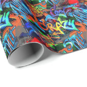 明るいグラフィティ、都市グラフィックデザイン。 ラッピングペーパー (ロールコーナー)