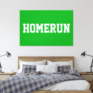 明るいグリーンのスポーティーな白いHOMERUNテキスト  キャンバスプリント