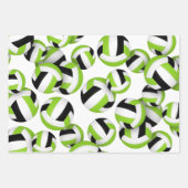 明るいグリーンのブラックバレーボールを調整する3をセット ラッピングペーパーシート (正面)