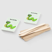 明るいグリーンイエロースネークスマイルズ顔水玉模様 ハンドファン (組立なし)