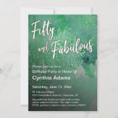 明るいグリーンウォーター色グリッター50と素晴らしい 招待状 (正面)