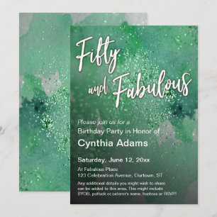 明るいグリーンウォーター色グリッター50と素晴らしい 招待状