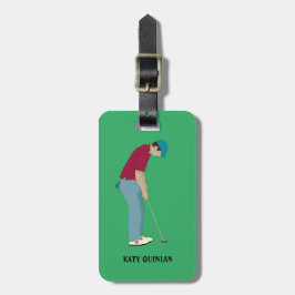明るいグリーンゴルフをテーマにした ラゲッジタグ