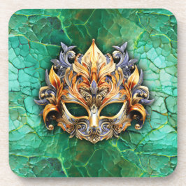 明るいグリーン投げ枕の装飾マスク コースター