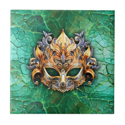 明るいグリーン投げ枕の装飾マスク タイル (正面)