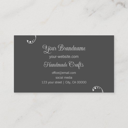 明るいグレーと濃いグレー、ポートレート写真華美 名刺 (裏面)