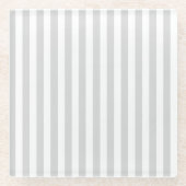 明るいグレーと白のストライプ ガラスコースター (正面)