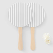 明るいグレーと白のストライプ ハンドファン (正面&裏面)