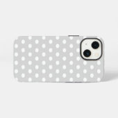 明るいグレーと白の水玉模様パターン iPhoneケース (裏面横)