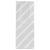 明るいグレーと白の5つのストライプパターン ワインギフトバッグ (正面)